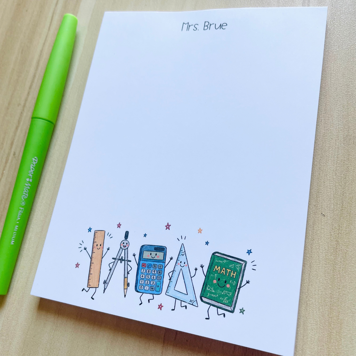 Math Teacher Doodles Notepad Gift
