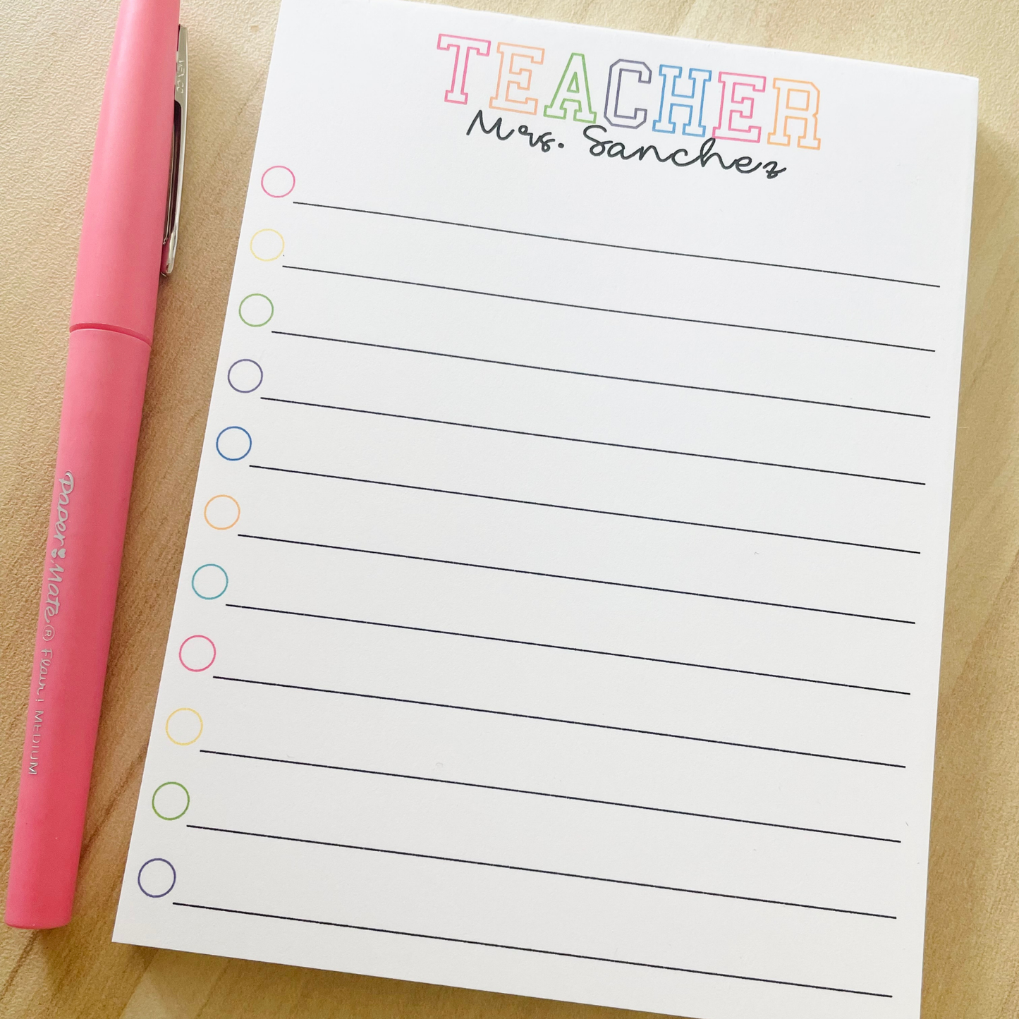 Colorful TEACHER Notepad