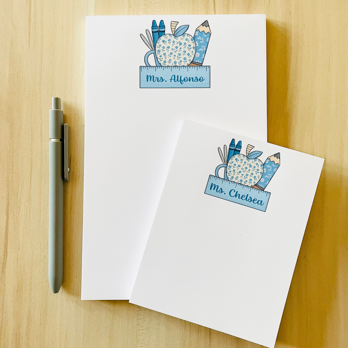 Blue Floral Teacher Notepad