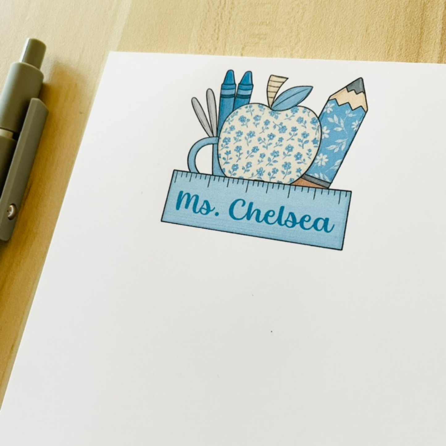 Blue Floral Teacher Notepad