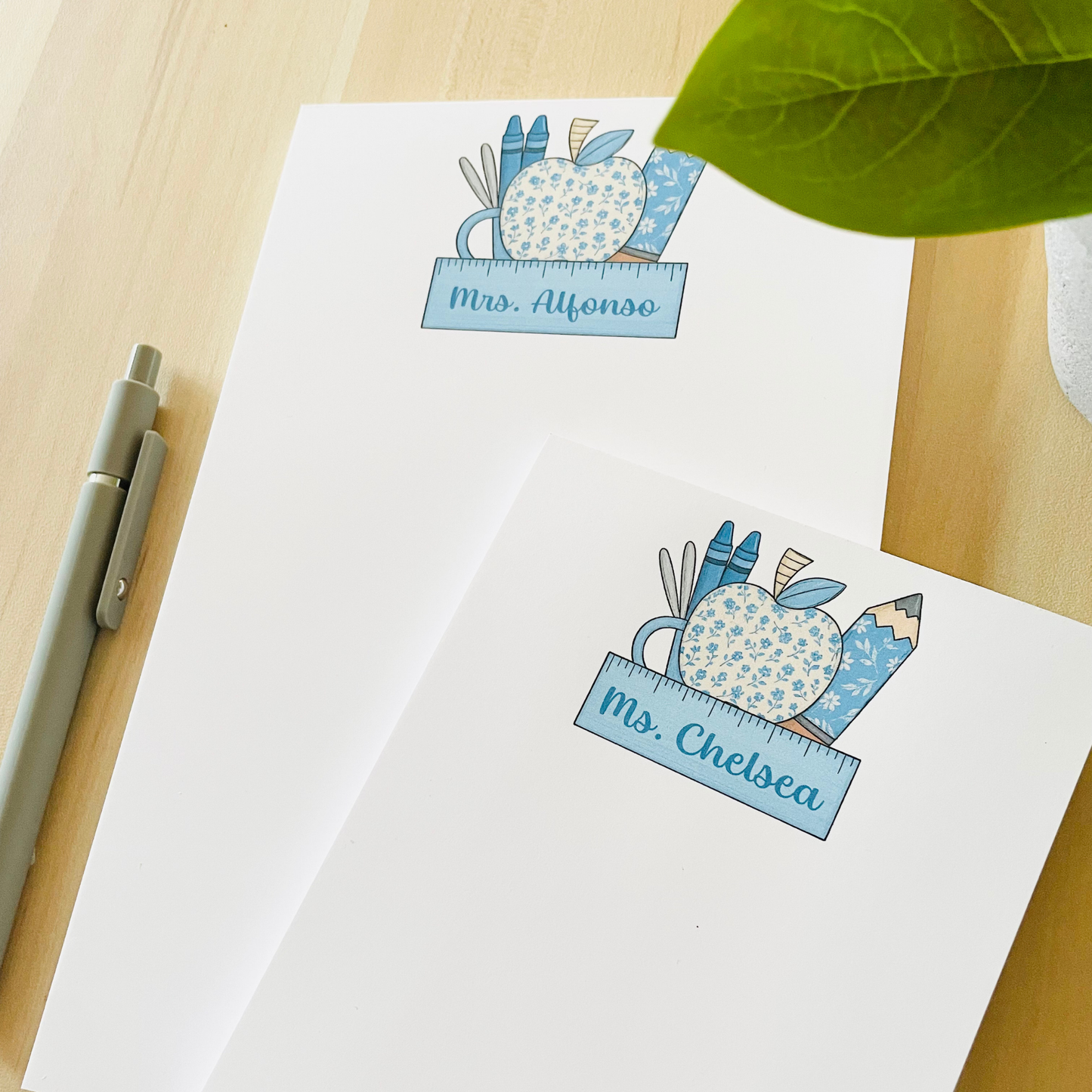 Blue Floral Teacher Notepad