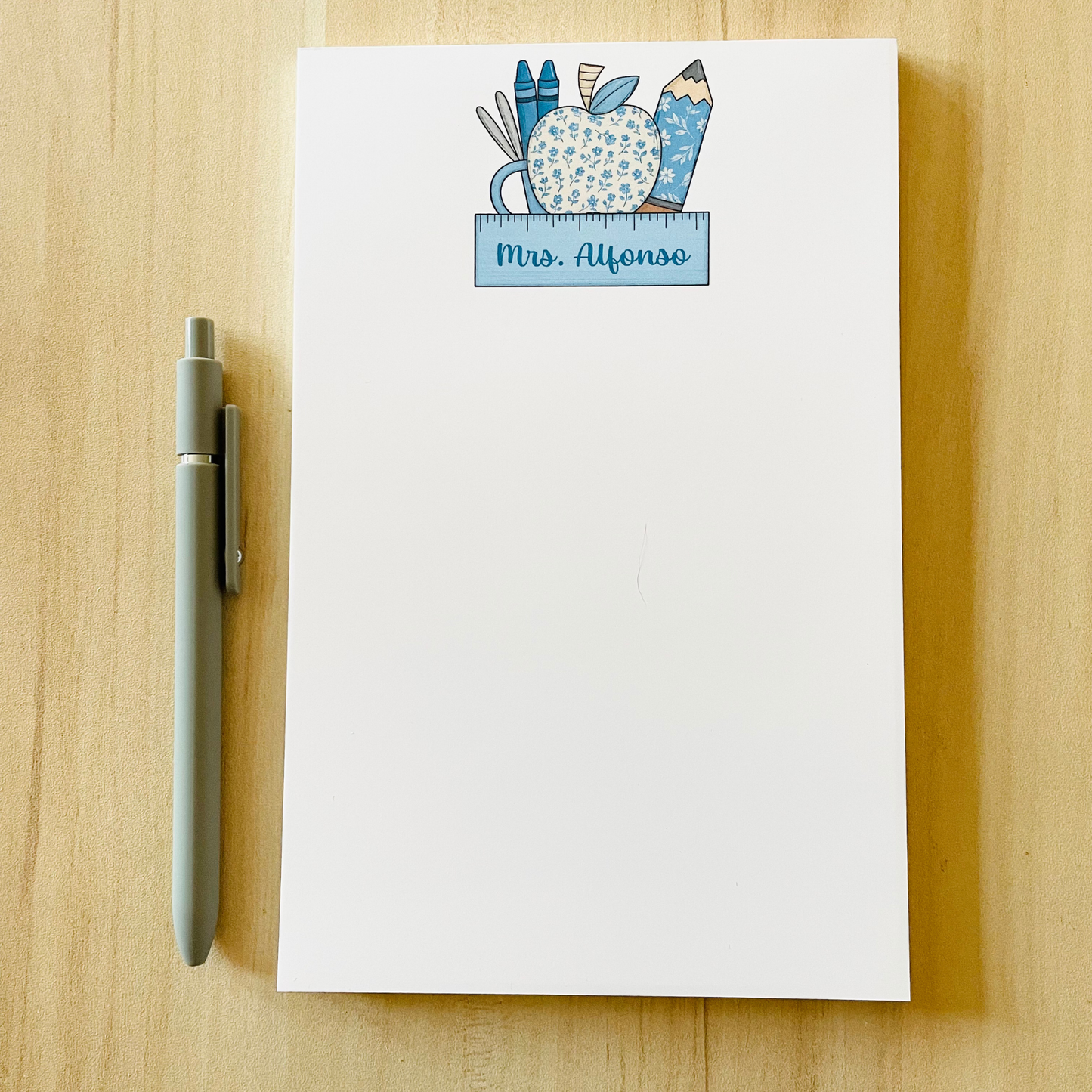 Blue Floral Teacher Notepad
