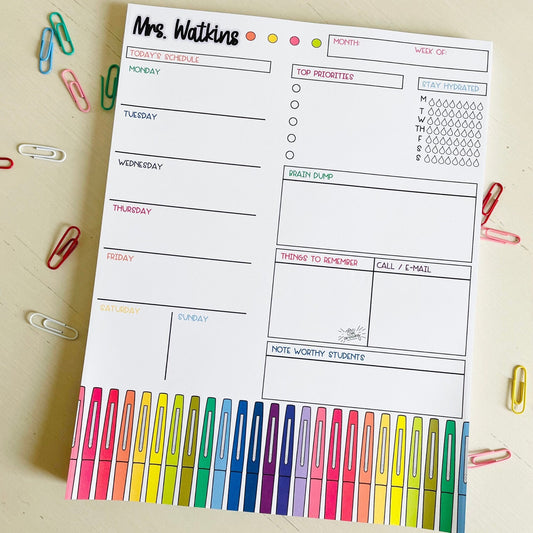 Rainbow Pen Weekly Teacher Planner